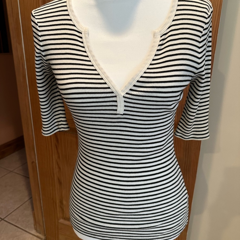 C.C California Striped Knit Top - Black & White